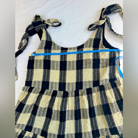 ASOS Plaid Tie-Shoulder Mini Dress Black and Tan Oversized Woman’s size 6 - Picture 6 of 12